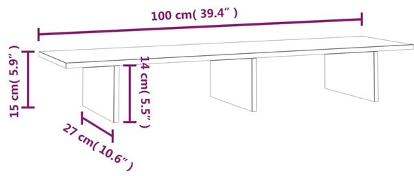 VidaXL Βάση Οθόνης 100x27x15 εκ. από Μασίφ Ξύλο Πεύκου