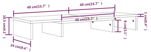 VidaXL Βάση Οθόνης Μαύρη 80 x 24 x 10,5 εκ. από Μασίφ Ξύλο Πεύκου