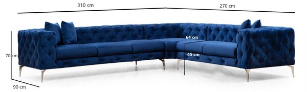 Γωνιακός Καναπές Como Navy Blue