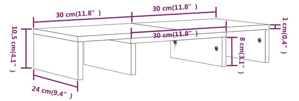 VidaXL Βάση Οθόνης Μαύρη 60 x 24 x 10,5 εκ. από Μασίφ Ξύλο Πεύκου