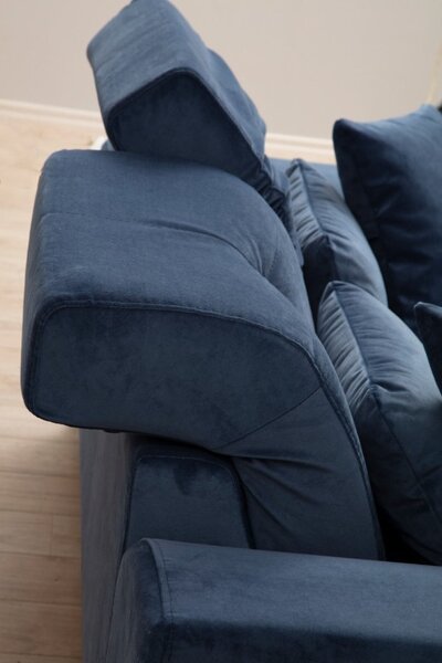 Αριστερός Γωνιακός Καναπές Frido Navy Blue 190x308x92 cm