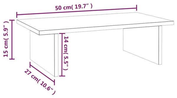 VidaXL Βάση Οθόνης 50 x 27 x 15 εκ. από Μασίφ Ξύλο Πεύκου