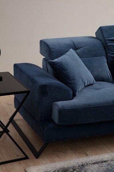 Αριστερός Γωνιακός Καναπές Frido Navy Blue 190x308x92 cm