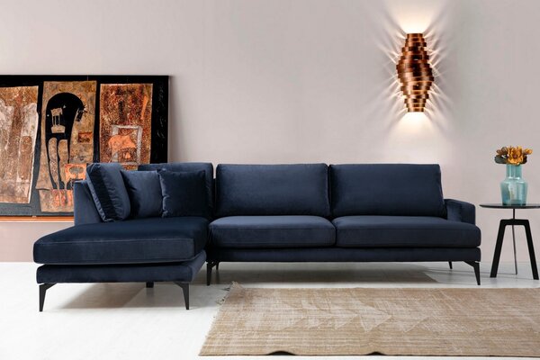 Γωνιακός Καναπές Papira Navy Blue