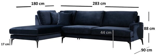 Γωνιακός Καναπές Papira Navy Blue
