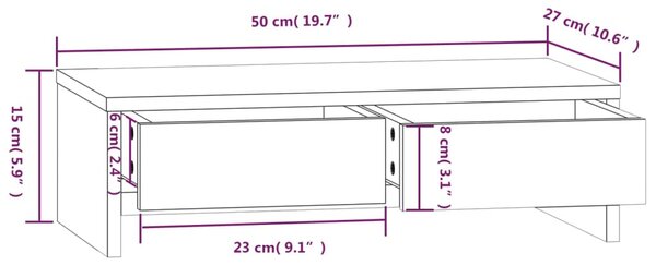 VidaXL Βάση Οθόνης Λευκή 50 x 27 x 15 εκ. από Μασίφ Ξύλο Πεύκου