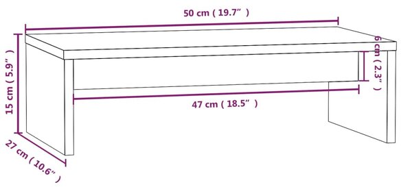 VidaXL Βάση Οθόνης 50 x 27 x 15 εκ. από Μασίφ Ξύλο Πεύκου