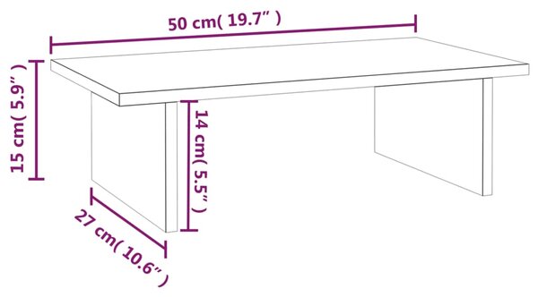 VidaXL Βάση Οθόνης Λευκή 50 x 27 x 15 εκ. από Μασίφ Ξύλο Πεύκου