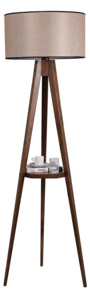 Φωτιστικό Δαπέδου Sehbalı Tripod Ceviz Lambader Silindir Açık Hasır Abajurlu Καρυδί