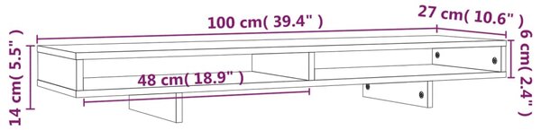 VidaXL Βάση Οθόνης 100x27x14 εκ. από Μασίφ Ξύλο Πεύκου