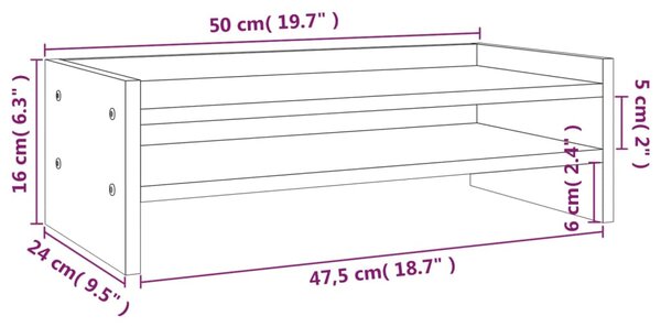 VidaXL Βάση Οθόνης Καφέ Μελί 50x24x16 εκ. από Μασίφ Ξύλο Πεύκου