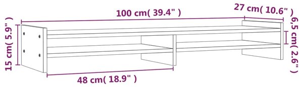 VidaXL Βάση Οθόνης Λευκή 100x27x15 εκ. από Μασίφ Ξύλο Πεύκου