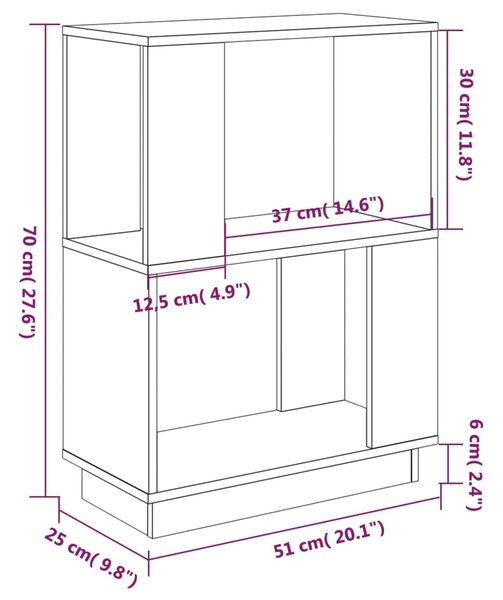 VidaXL Βιβλιοθήκη/Διαχωριστικό Χώρου Γκρι 51x25x70 εκ. Μασίφ Πεύκο