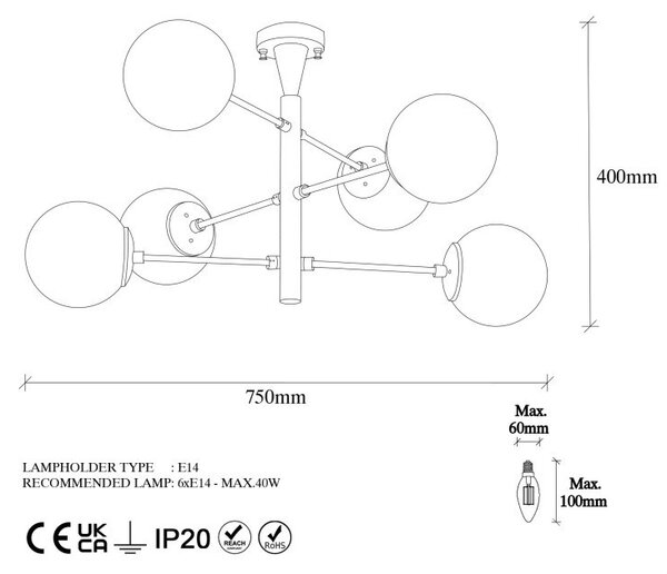 Φωτιστικό οροφής Arge - 10173 Χρυσό