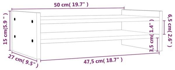 VidaXL Βάση Οθόνης Λευκή 50 x 27 x 15 εκ. από Μασίφ Ξύλο Πεύκου