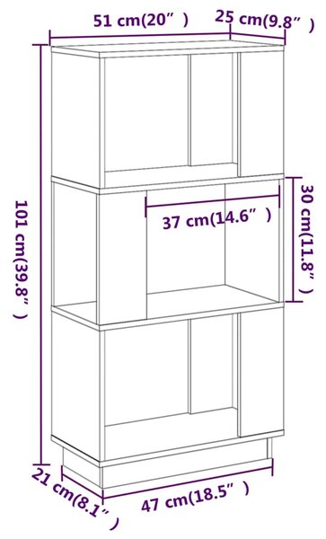 VidaXL Βιβλιοθήκη/Διαχωριστικό Χώρου Λευκό 51x25x101 εκ. Μασίφ Πεύκο