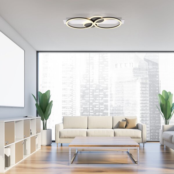 JUST LIGHT. GmbH Φωτιστικό οροφής LED Trooper, λευκό, μαύρο, σίδερο, Λευκό, Σαλόνι / τραπεζαρία, Μέταλλο, σύγχρονο