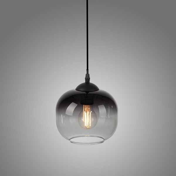 JUST LIGHT. GmbH Κρεμαστό φωτιστικό Zea, 1 λάμπα, καπνιστό γκρι/μαύρο, γυαλί, E27, Γκρι, Σαλόνι / τραπεζαρία, Γυαλί, σύγχρονο