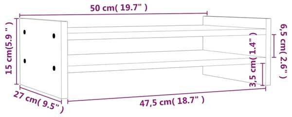 VidaXL Βάση Οθόνης 50 x 27 x 15 εκ. από Μασίφ Ξύλο Πεύκου