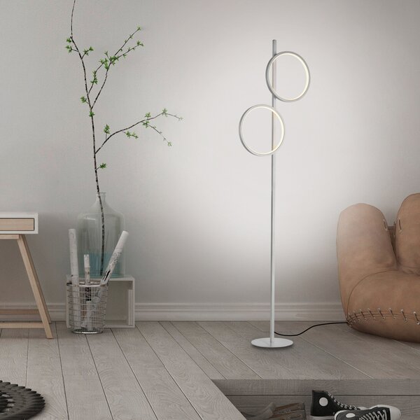 JUST LIGHT. GmbH Φωτιστικό δαπέδου LED Mini-Ritus, ασημί, σίδερο, 2 δακτύλιοι, Μεταλλικό, Σαλόνι / τραπεζαρία, Μέταλλο, σύγχρονο