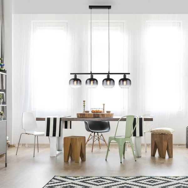 JUST LIGHT. GmbH Κρεμαστό φωτιστικό Zea, 4 λαμπτήρες, καπνιστό γκρι/μαύρο, γυαλί, E14, Γκρι, Σαλόνι / τραπεζαρία, Γυαλί, σύγχρονο