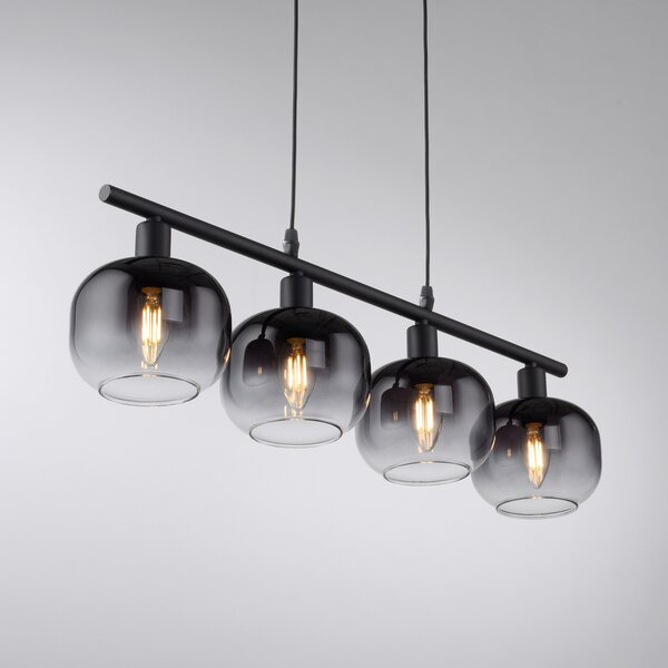 JUST LIGHT. GmbH Κρεμαστό φωτιστικό Zea, 4 λαμπτήρες, καπνιστό γκρι/μαύρο, γυαλί, E14, Γκρι, Σαλόνι / τραπεζαρία, Γυαλί, σύγχρονο