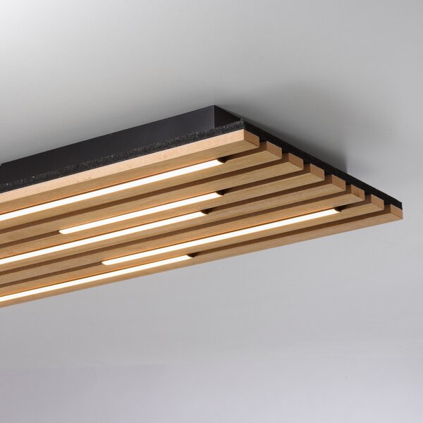 JUST LIGHT. GmbH Φωτιστικό οροφής LED Akustik, 80 x 30 εκ., φυσικό ξύλο, μέταλλο, Ξύλου, Σαλόνι / τραπεζαρία, Ξύλο, σύγχρονο