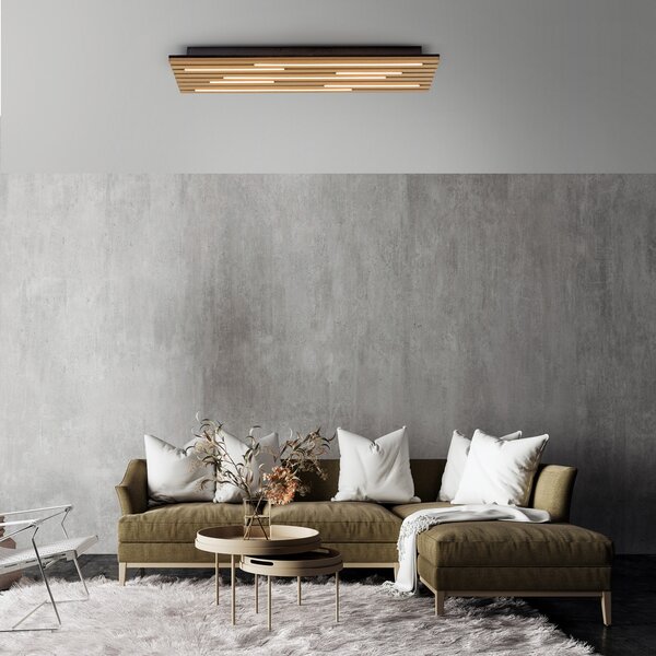 JUST LIGHT. GmbH Φωτιστικό οροφής LED Akustik, 80 x 30 εκ., φυσικό ξύλο, μέταλλο, Ξύλου, Σαλόνι / τραπεζαρία, Ξύλο, σύγχρονο