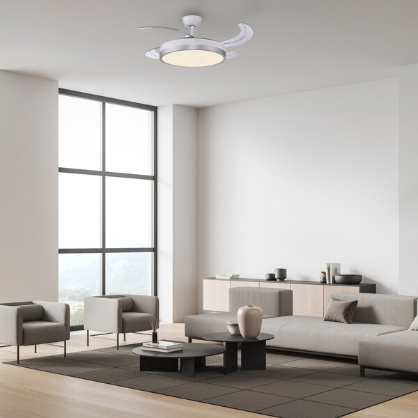JUST LIGHT. GmbH Ανεμιστήρας οροφής με LED Kopta ασημί, CCT, τηλεχειριστήριο, Ø 107 cm, ρυθμιζόμενος, Μεταλλικό, Σαλόνι / τραπεζαρία, Μέταλλο, σύγχρονο