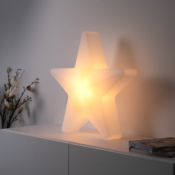 JUST LIGHT. GmbH Διακοσμητικό φωτιστικό LED με μπαταρία Star, ύψος 55 εκ., IP44, λευκό, RGBW, ρυθμιζόμενος, Λευκό, Σαλόνι / τραπεζαρία, Πλαστικό