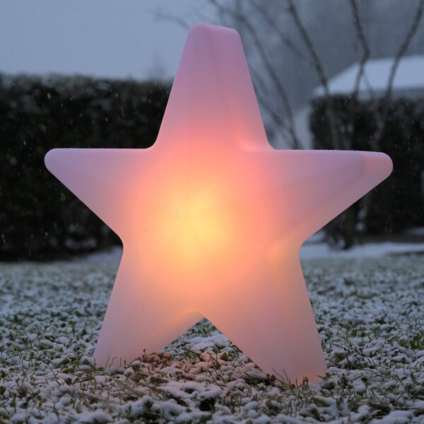JUST LIGHT. GmbH Διακοσμητικό φωτιστικό LED με μπαταρία Star, ύψος 55 εκ., IP44, λευκό, RGBW, ρυθμιζόμενος, Λευκό, Σαλόνι / τραπεζαρία, Πλαστικό