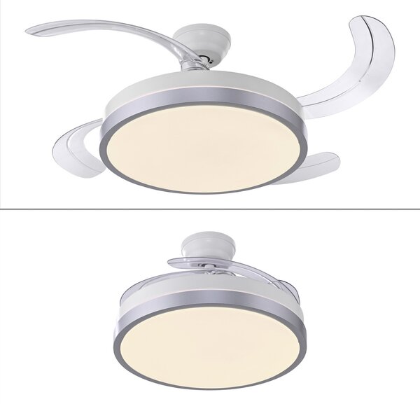 JUST LIGHT. GmbH Ανεμιστήρας οροφής με LED Kopta ασημί, CCT, τηλεχειριστήριο, Ø 107 cm, ρυθμιζόμενος, Μεταλλικό, Σαλόνι / τραπεζαρία, Μέταλλο, σύγχρονο