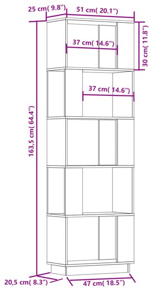 VidaXL Βιβλιοθήκη/Διαχωριστικό Χώρου 51x25x163,5 εκ. Μασίφ Ξύλο Πεύκου