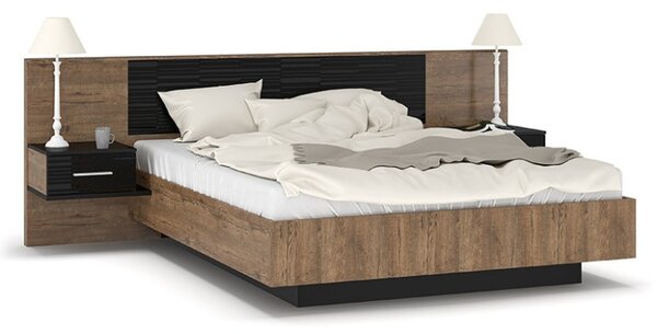 Κρεβάτι διπλό 160x200 cm Romilly 14381 Γυαλιστερό Καρυδί