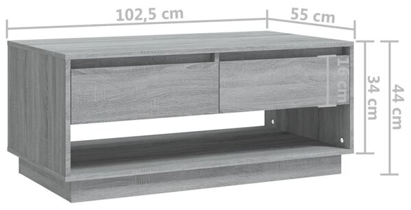 VidaXL Τραπεζάκι Σαλονιού Γκρι Sonoma 102,5x55x44 εκ. από Μοριοσανίδα