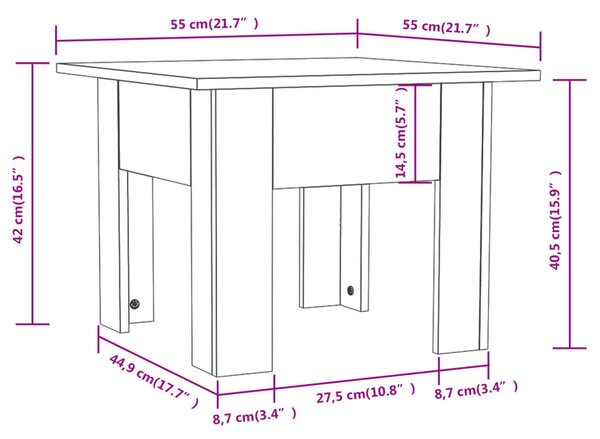 VidaXL Τραπεζάκι Σαλονιού Καπνιστή Δρυς 55 x 55 x 42 εκ. Μοριοσανίδα