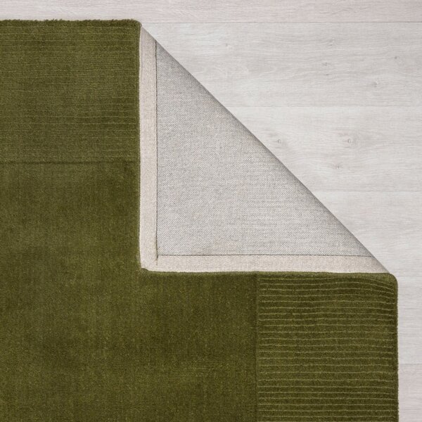 Χαλί Textured Wool Border Πράσινο 120X170 cm, Flair Rugs