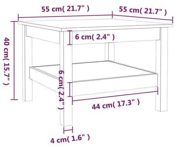 VidaXL Τραπεζάκι Σαλονιού Γκρι 55x55x40 εκ. από Μασίφ Ξύλο Πεύκου