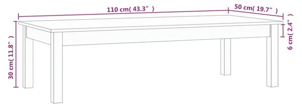 VidaXL Τραπεζάκι Σαλονιού Γκρι 110x50x30 εκ. Μασίφ Ξύλο Πεύκου