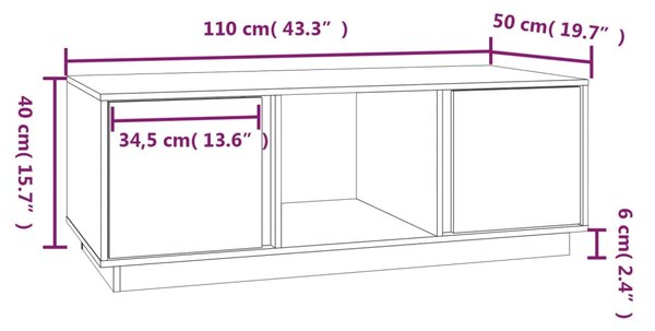 VidaXL Τραπεζάκι Σαλονιού Λευκό 110x50x40 εκ από Μασίφ Ξύλο Πεύκου