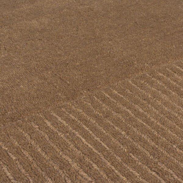 Χαλί Textured Wool Border Καφέ 120X170 cm, Flair Rugs