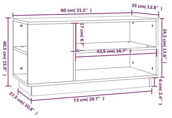 VidaXL Έπιπλο Τηλεόρασης 80 x 35 x 40,5 εκ. από Μασίφ Ξύλο Πεύκου