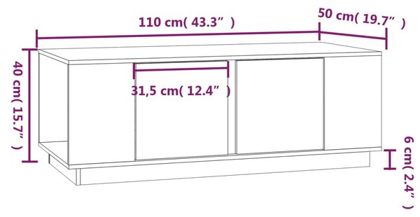 VidaXL Τραπεζάκι Σαλονιού Γκρι 110 x 50 x 40 εκ. από Μασίφ Ξύλο Πεύκου