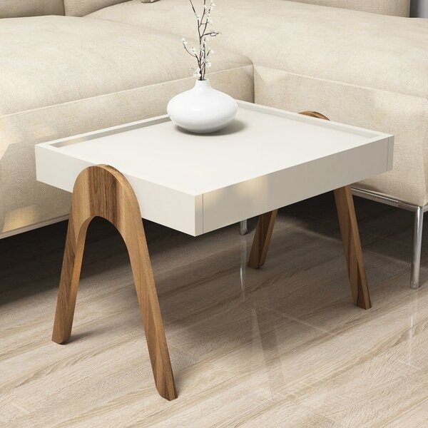 Βοηθητικό τραπεζάκι Roma - Walnut, Κρεμ