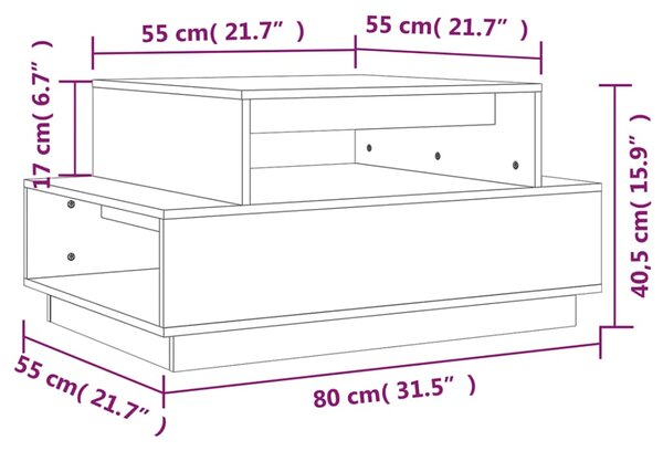 VidaXL Τραπεζάκι Σαλονιού Μαύρο 80x55x40,5 εκ. από Μασίφ Ξύλο Πεύκου