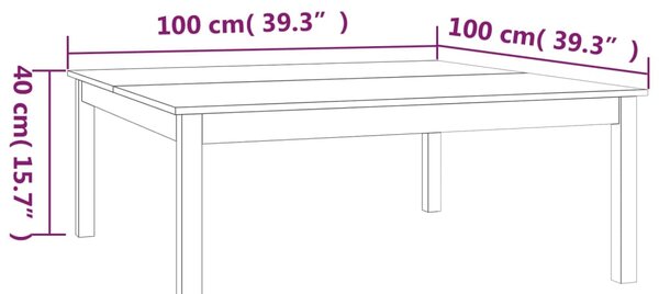 VidaXL Τραπεζάκι Σαλονιού Γκρι 100x100x40 εκ. από Μασίφ Ξύλο Πεύκου