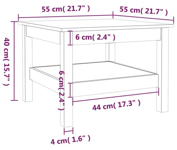 VidaXL Τραπεζάκι Σαλονιού Καφέ Μελί 55x55x40 εκ. Μασίφ Ξύλο Πεύκου