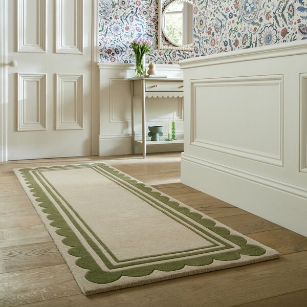 Χαλί Διαδρόμου Lois Scallop Πράσινο 80X230 cm, Flair Rugs