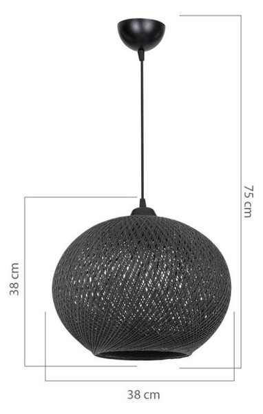 Μονόφωτο φωτιστικό οροφής PWL-1112, E27, μαύρο, 38x75 cm