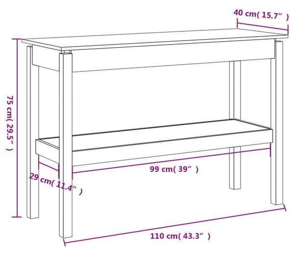 VidaXL Τραπέζι Κονσόλα 110 x 40 x 75 εκ. από Μασίφ Ξύλο Πεύκου